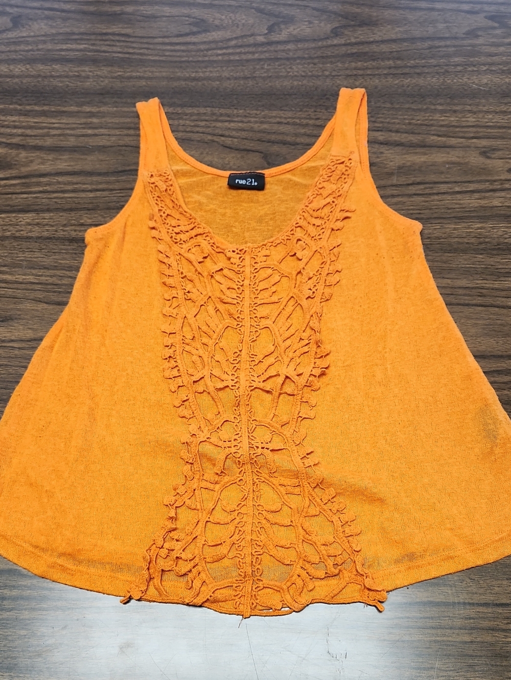 rue21 Orange Crochet-Front Tank Top